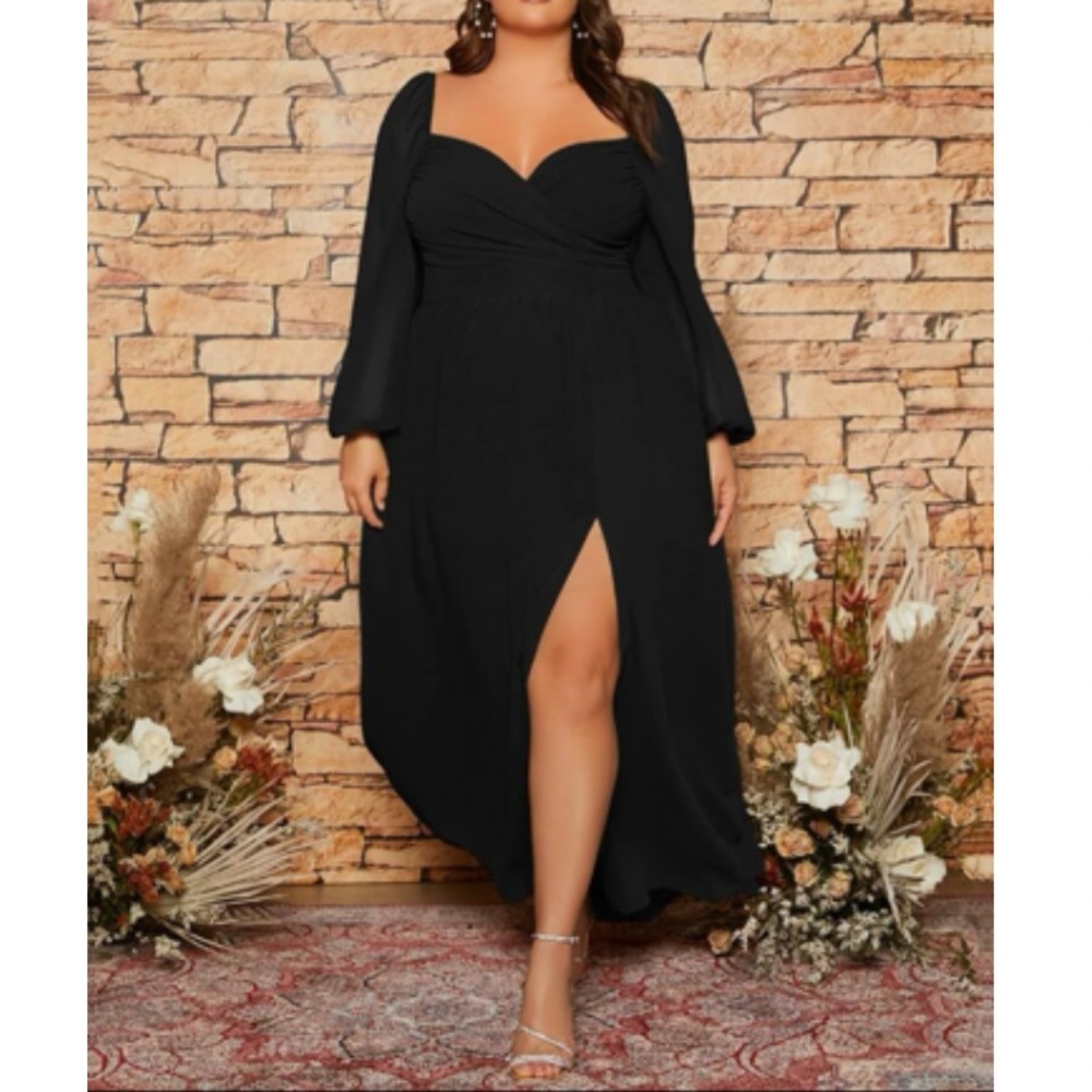 Luxe plus party bridesmaids wedding prom evening sweetheart neck satin dress
